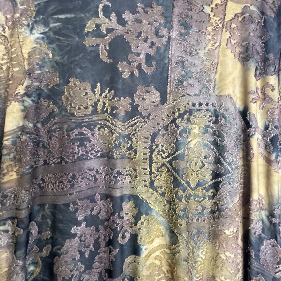 Impulse California Womens Tunic Top XLJacquard Tiered Hem Green Lagenlook Boho - Picture 8 of 13